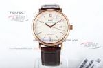  MKS factory Swiss Clone IWC Portofino Opaline Dial 9015 Rose Gold Brown Strap